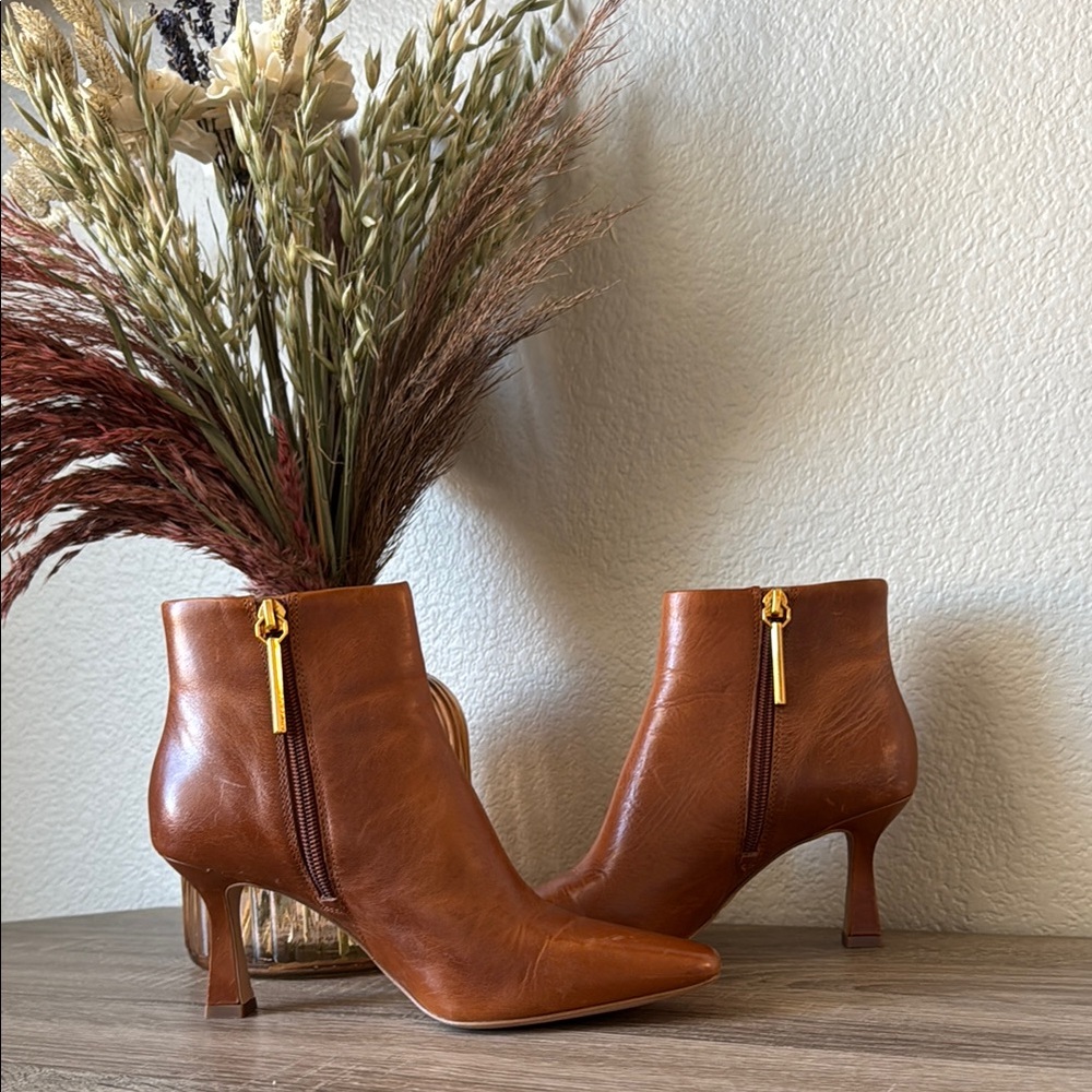 Louise et Cie Cognac Leather Ankle Booties